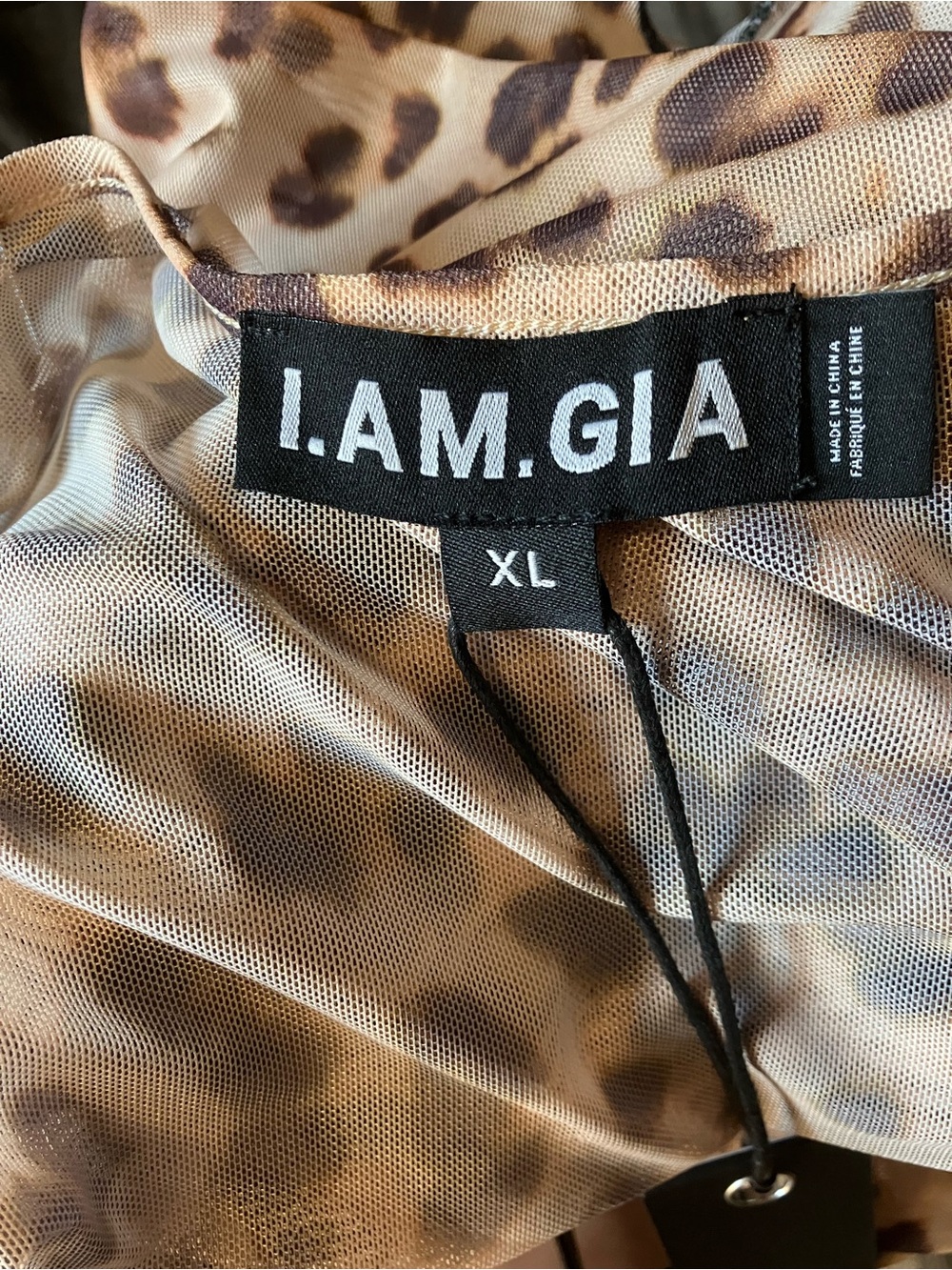 I.AM.GIA Leopard Mesh Long Sleeve Top with Black Lace Bust - Picture 5 of 6